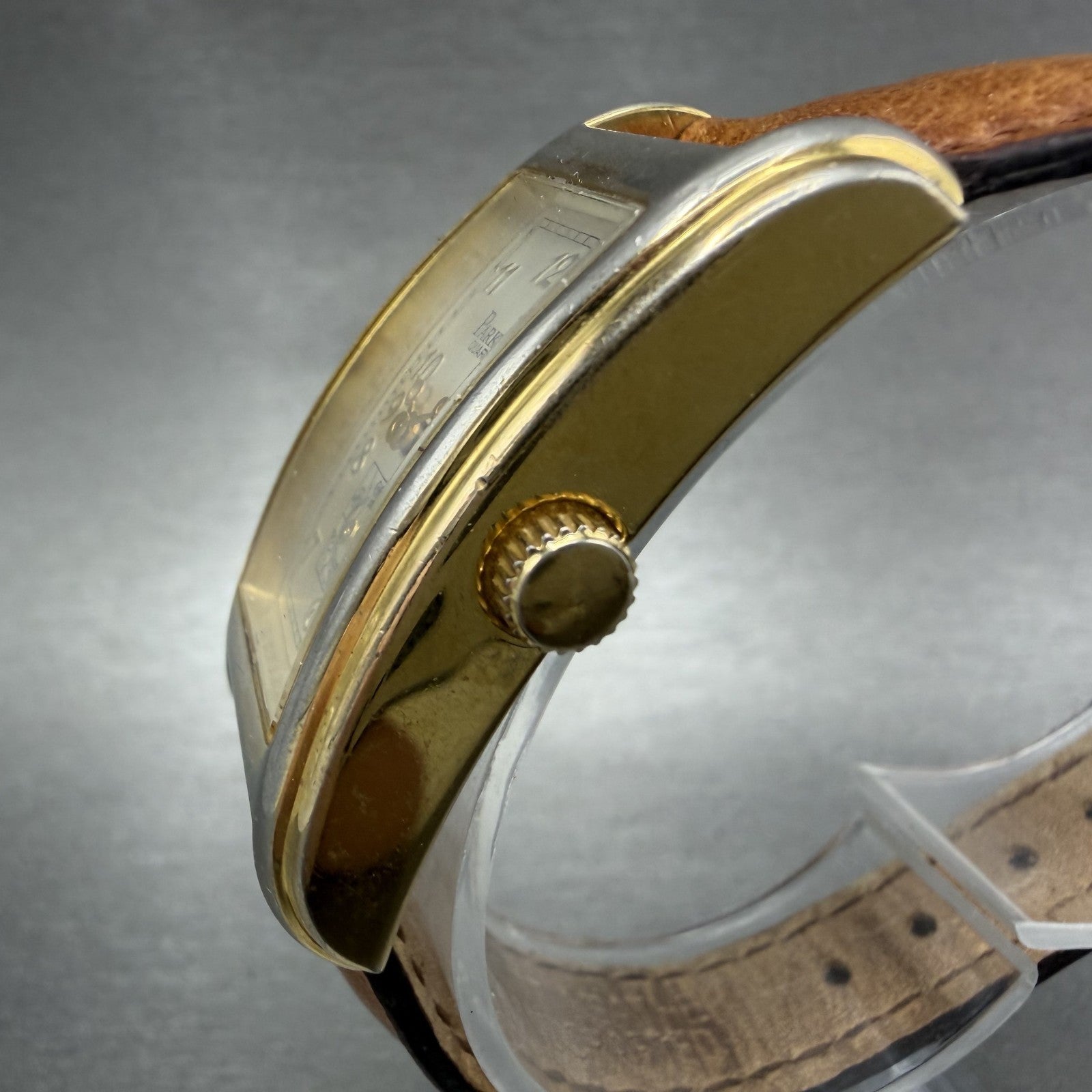 Parker Tank Watch Women 20mm Silver Dial Gold Tone Small Seconds New Battery2