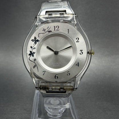 Swatch Climber Flowery Watch Women 34mm Silver Dial Clear Tone SFK300G New Batt0