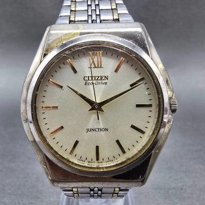 Citizen Junction Eco-Drive Watch Men 35mm Champpange Dial Two Tone Round Works0