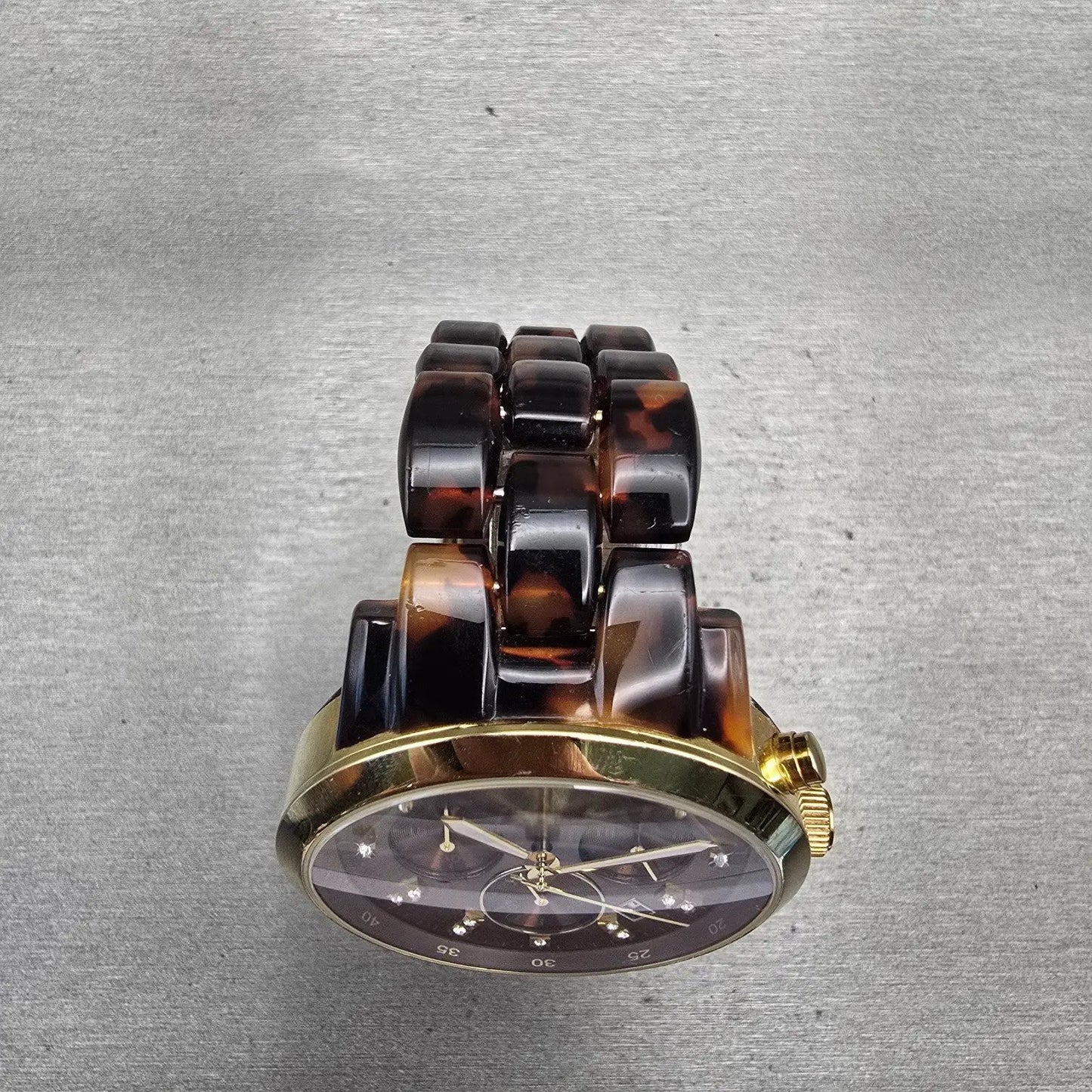 Michael Kors Watch Women 43mm Brown Dial Gold Tone Chrono Date MK5216 New Batt4