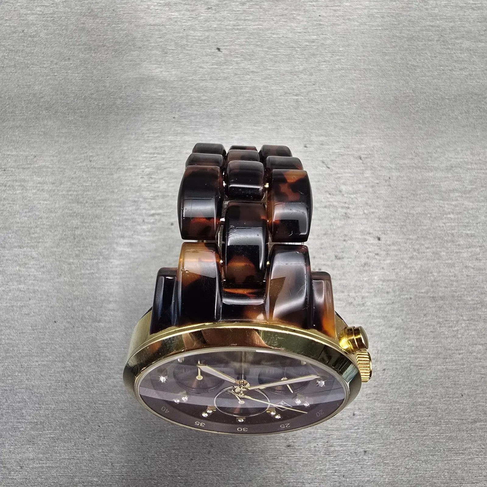 Michael Kors Watch Women 43mm Brown Dial Gold Tone Chrono Date MK5216 New Batt4