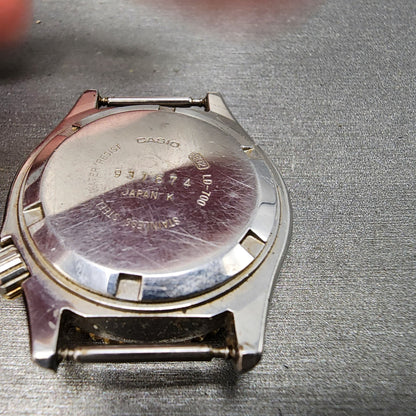 Casio Dive Watch Women 32mm Black Dial Two Tone Date Round LD700 New Battery8