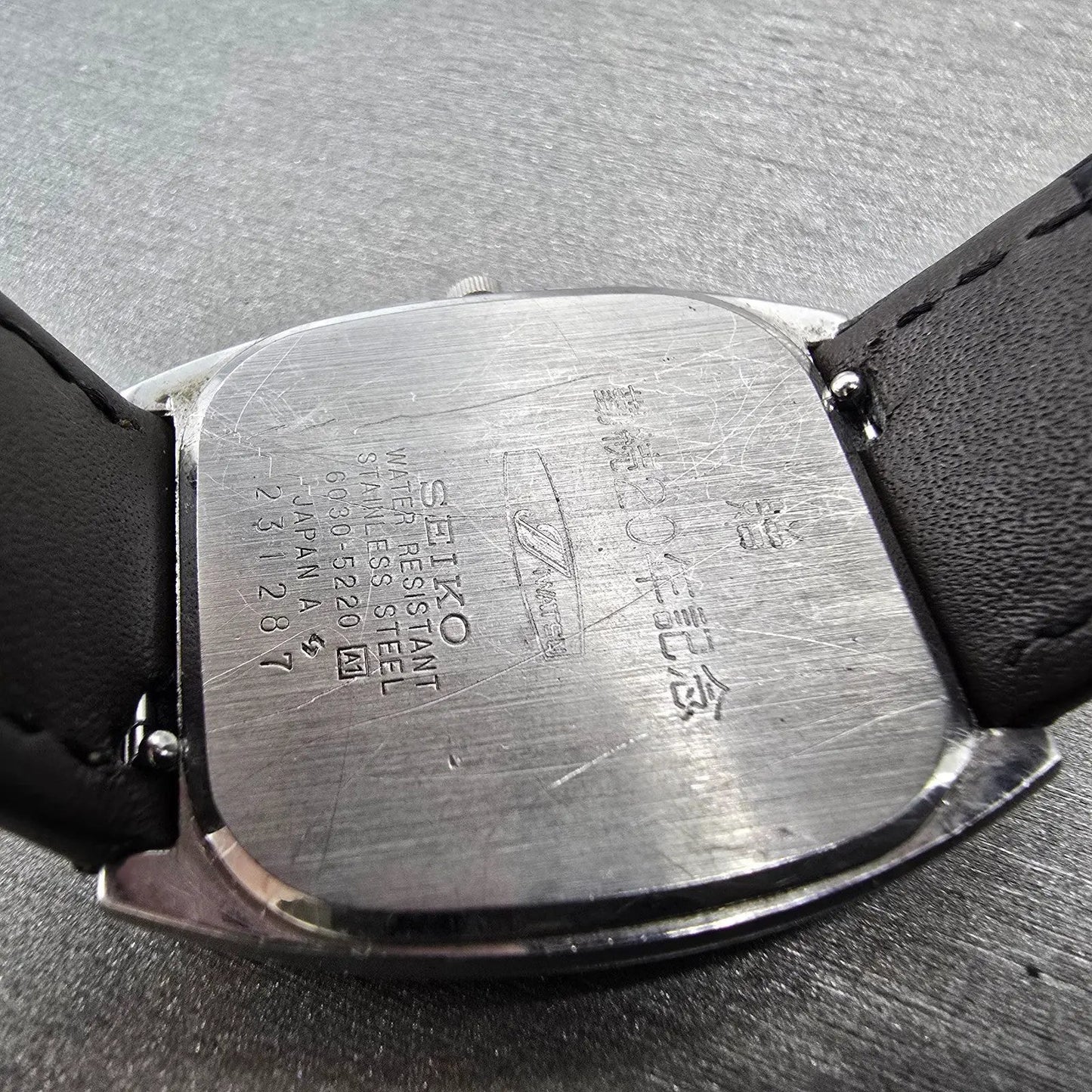 Seiko Watch Men 31mm Silver Dial Silver Tone Rectangle 6030-5220 New Battery VTG9