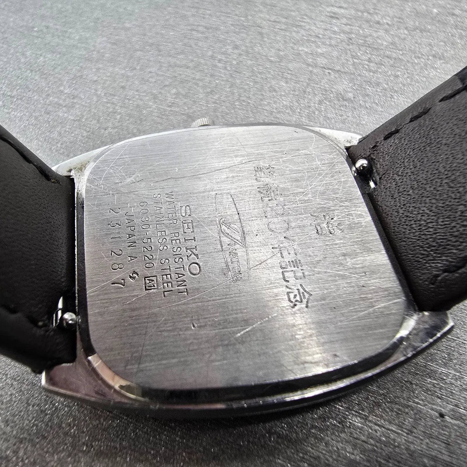 Seiko Watch Men 31mm Silver Dial Silver Tone Rectangle 6030-5220 New Battery VTG9