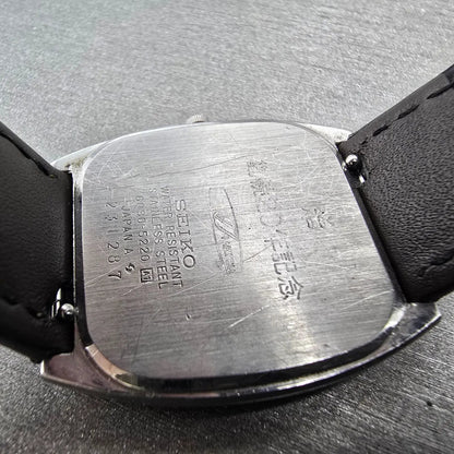Seiko Watch Men 31mm Silver Dial Silver Tone Rectangle 6030-5220 New Battery VTG9