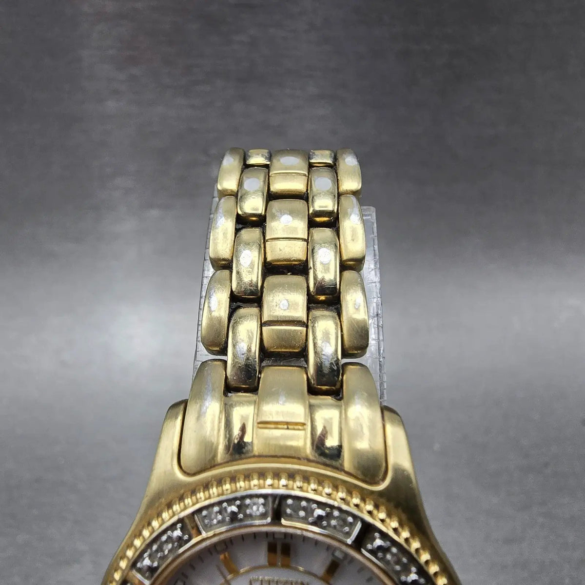 Citizen Eco-Drive Watch Women 26mm White Dial Gold Tone Round Diamonds Bezel4