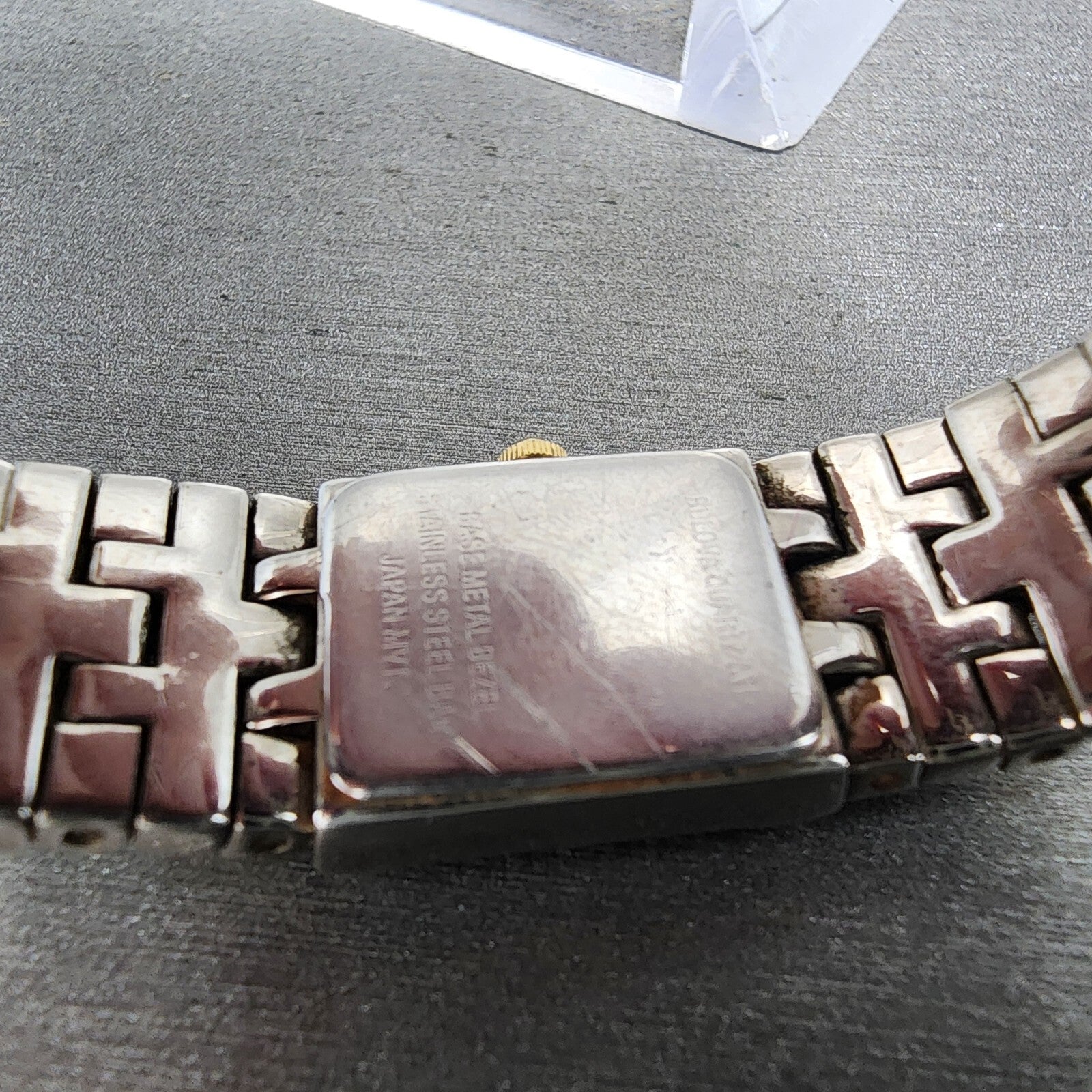 Bulova Tank Watch Women 15mm Silver Dial Two Tone 98F67 New Battery9