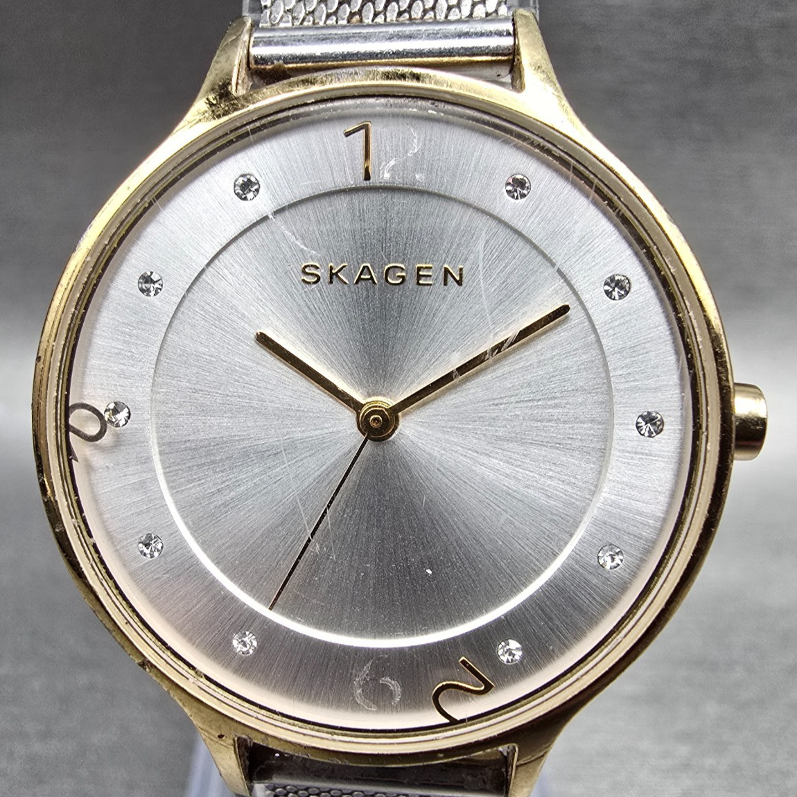 Skagen Anita Lille Watch Women 30mm Silver Dial Gold Tone SKW2340 New Battery1