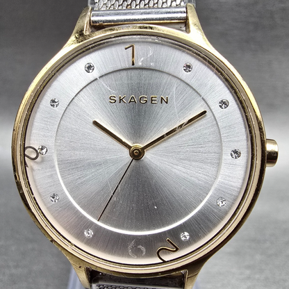 Skagen Anita Lille Watch Women 30mm Silver Dial Gold Tone SKW2340 New Battery1