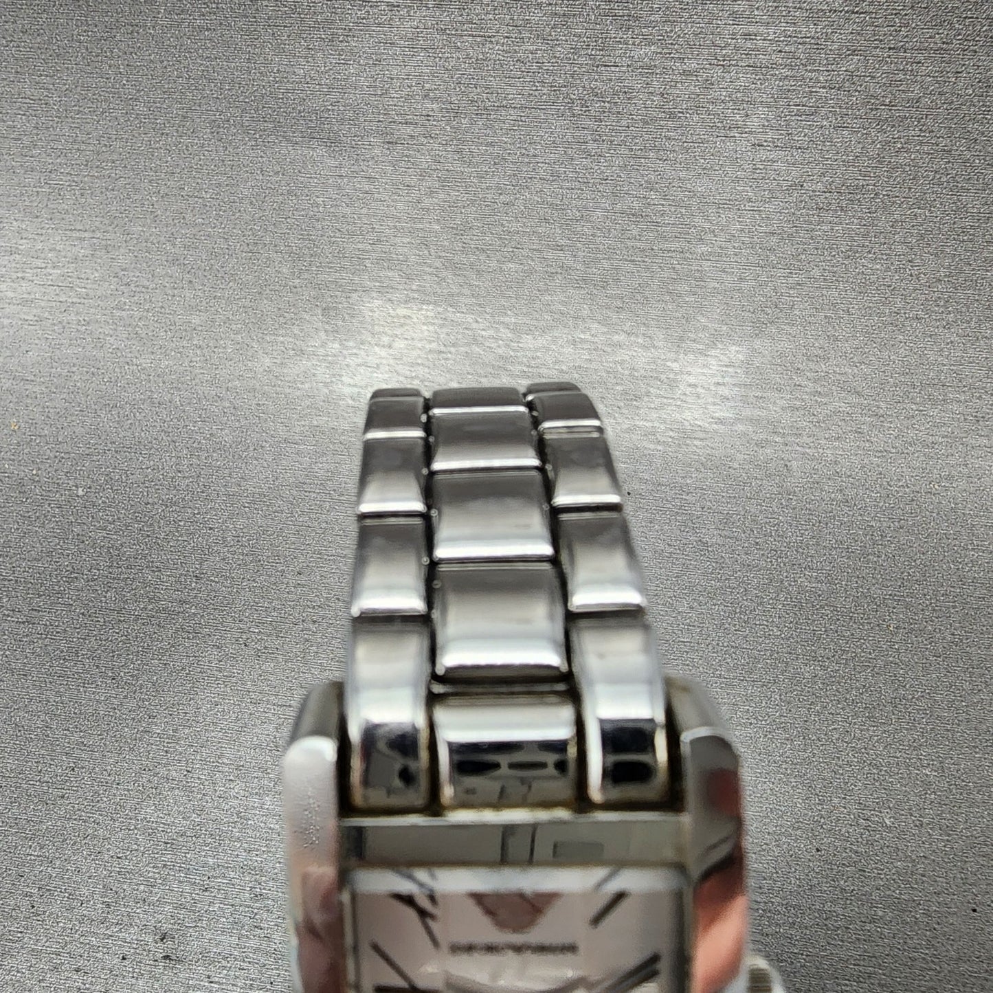 Emporio Armani Tank Watch Men 25mm White Dial Steel Small Seconds AR0146 PARTS5