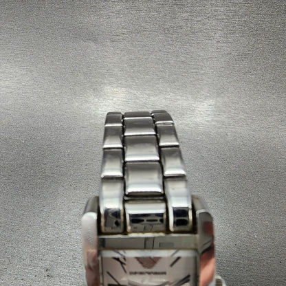 Emporio Armani Tank Watch Men 25mm White Dial Steel Small Seconds AR0146 PARTS5