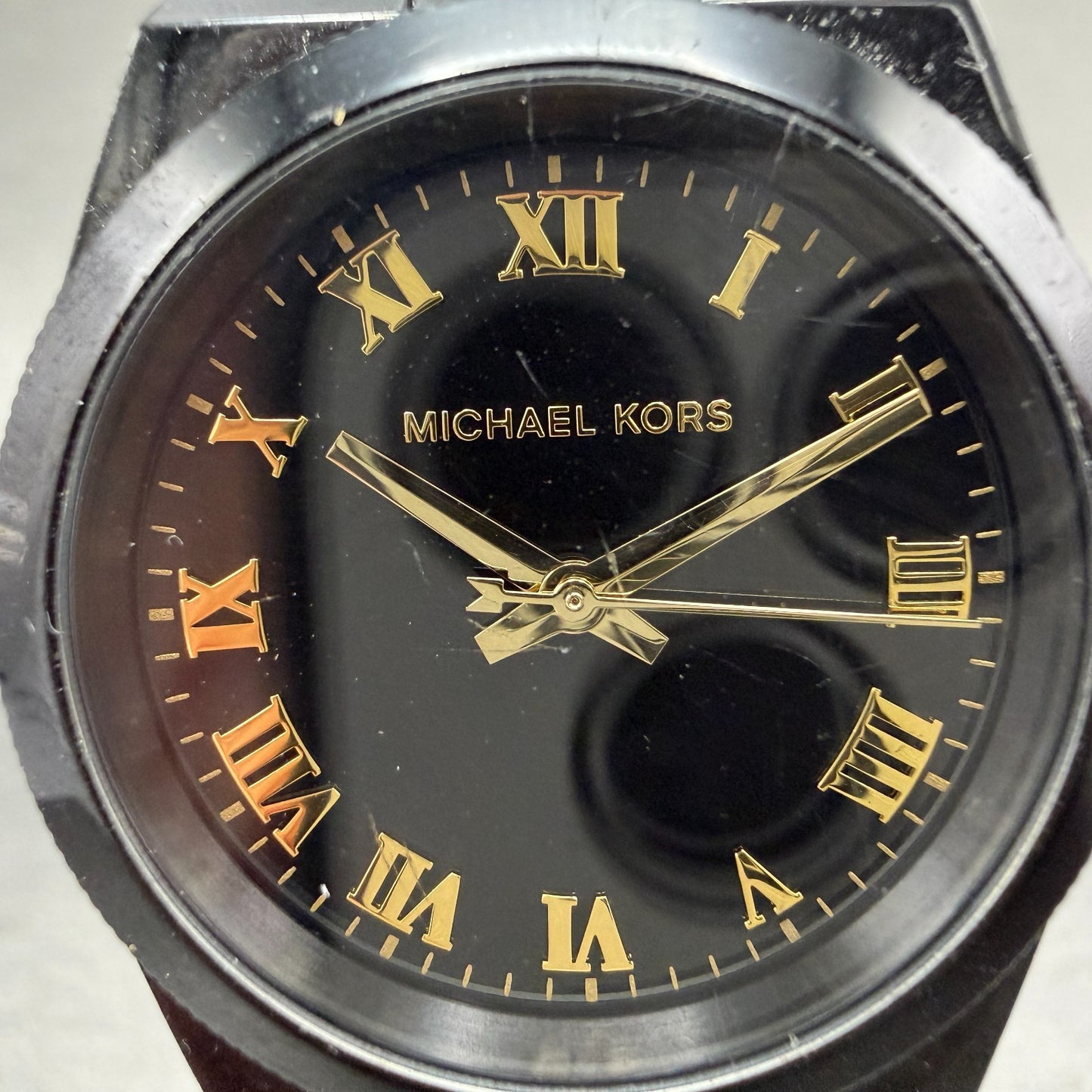 Michael Kors Watch Women 33mm Black Dial Black Tone Round MK-6100 New Battery1