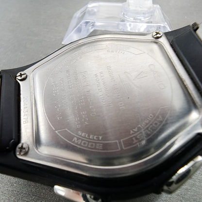 Casio Wave Ceptor Watch Men 42mm Black Dial Silver Tone Analog Digital Solar B129