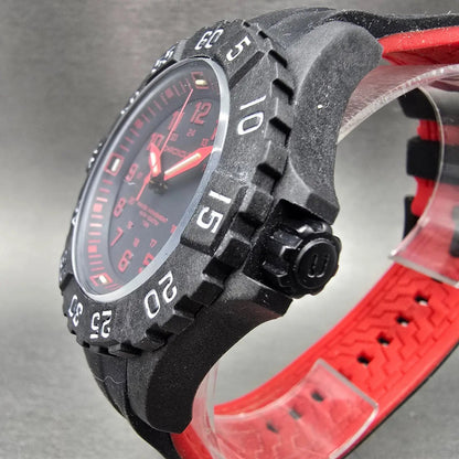 Chronologia Watch Men 45mm Black Dial Black Red Date Round New Battery2