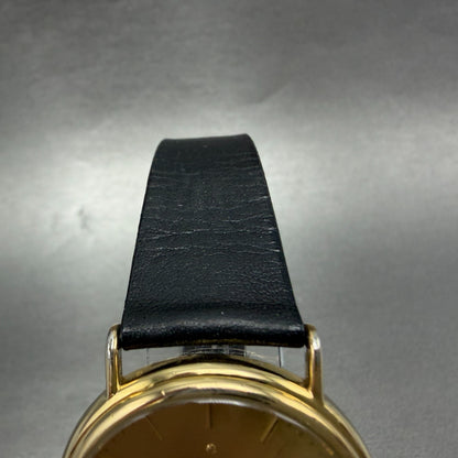 Movado Watch Men 34mm Gold Dial Gold Tone Date Round 87-A4-885 Leather New Batt4