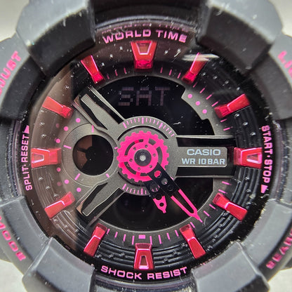Casio Baby-G BA-111 Watch Women 43mm Pink Black Alarm Chronograph New Battery1
