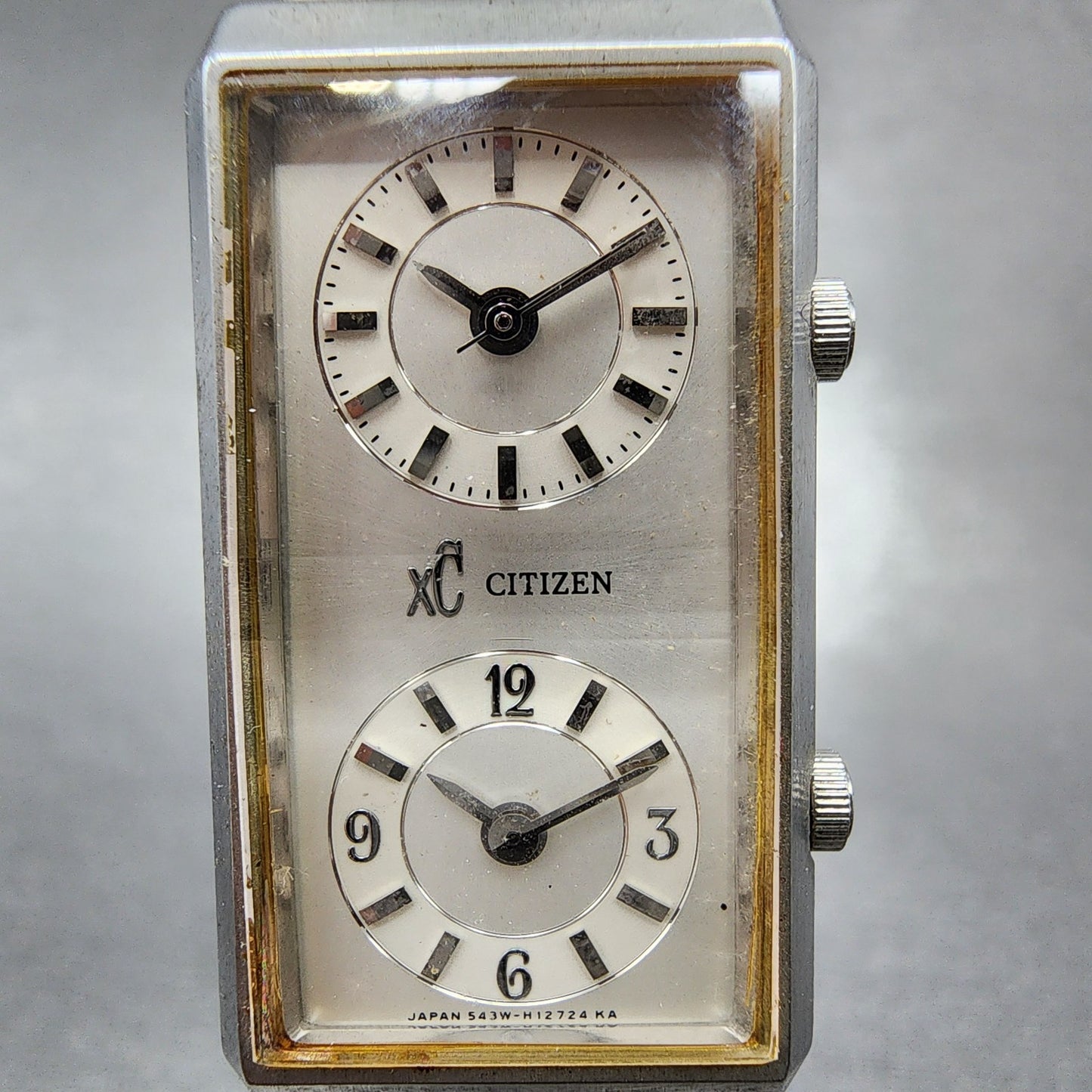 Citizen XC Tank Dual Time Watch Women 18mm Silver Dial Silver Tone New Battery