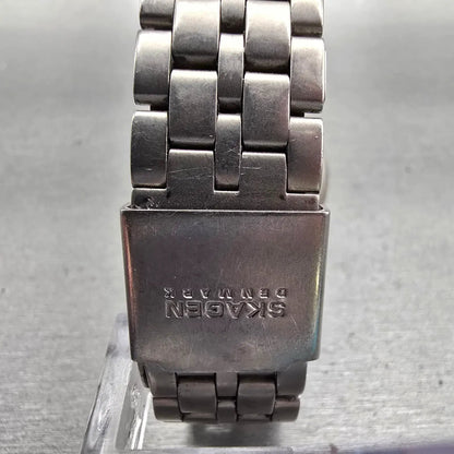 Skagen Denmark Watch Men 34mm Gray Dial Titanium Date Round 105LTX New Battery7