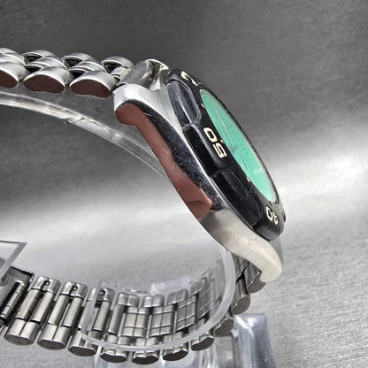 Alba Aqua Gear Dive Watch Men 36mm Green Dial Two Tone Date V322-0A00 New Batt3
