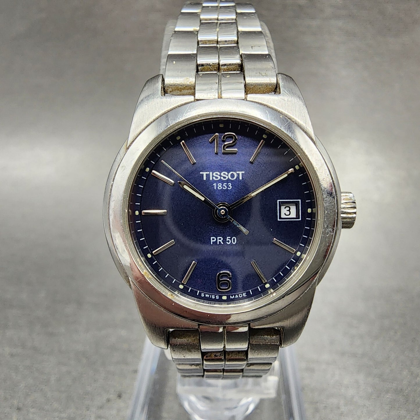 Tissot PR50 Watch Women 25mm Blue Dial Stainless Steel Date Round New Battery0