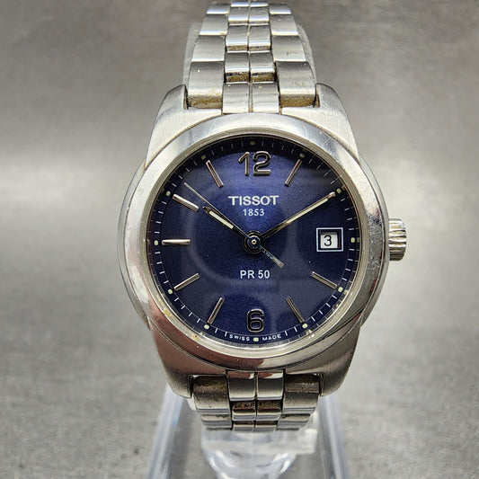 Tissot PR50 Watch Women 25mm Blue Dial Stainless Steel Date Round New Battery0