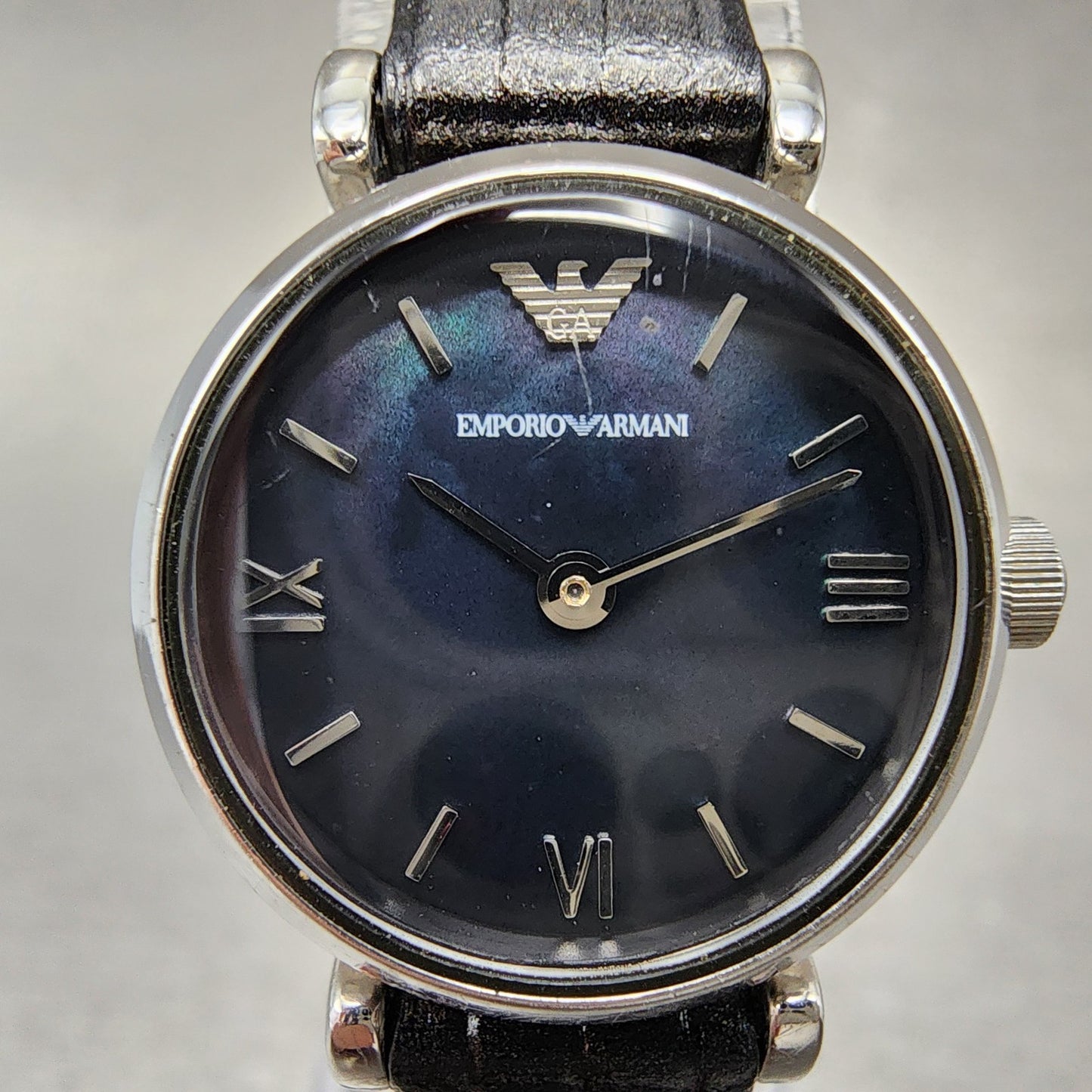 Emporio Armani Watch Women 22mm MOP Dial Steel Round AR1684 New Battery1