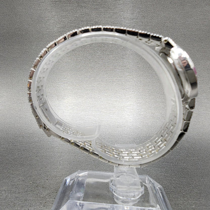 LZ Watch Women 25mm White Dial Silver Tone Ruby Bezel Diamonds Fine Plat New Bat8