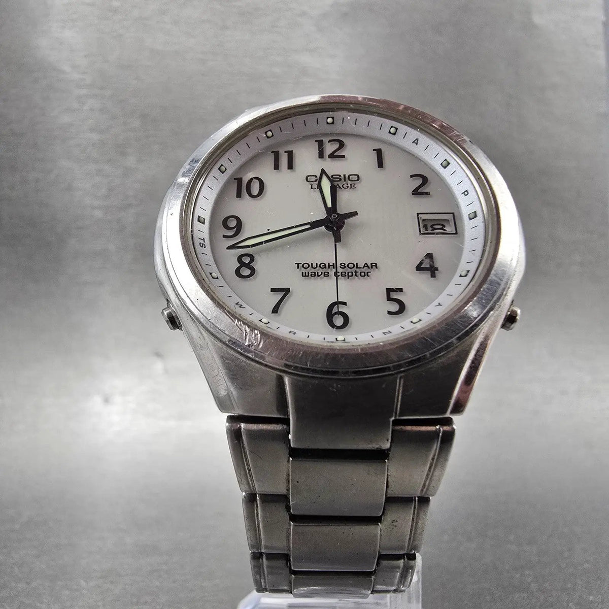 Casio Lineage Watch Men 38mm White Dial Steel Date LIW-120 Round PARTS6