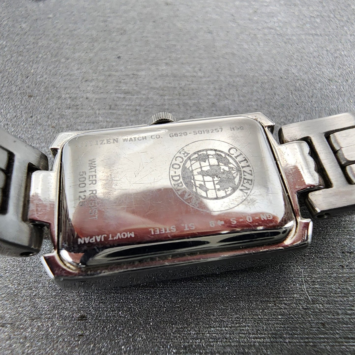 Citizen EcoDrive Tank Watch Women 15mm MOP Dial Steel Crystal Bezel Runs9