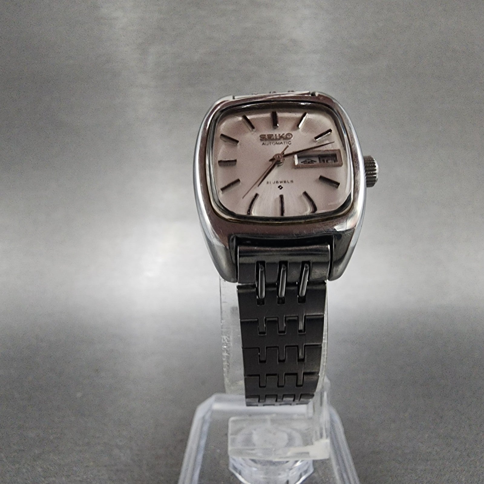 Seiko Automatic Watch Women 23mm White Dial Silver Tone Daydate 27063030 READ!!5