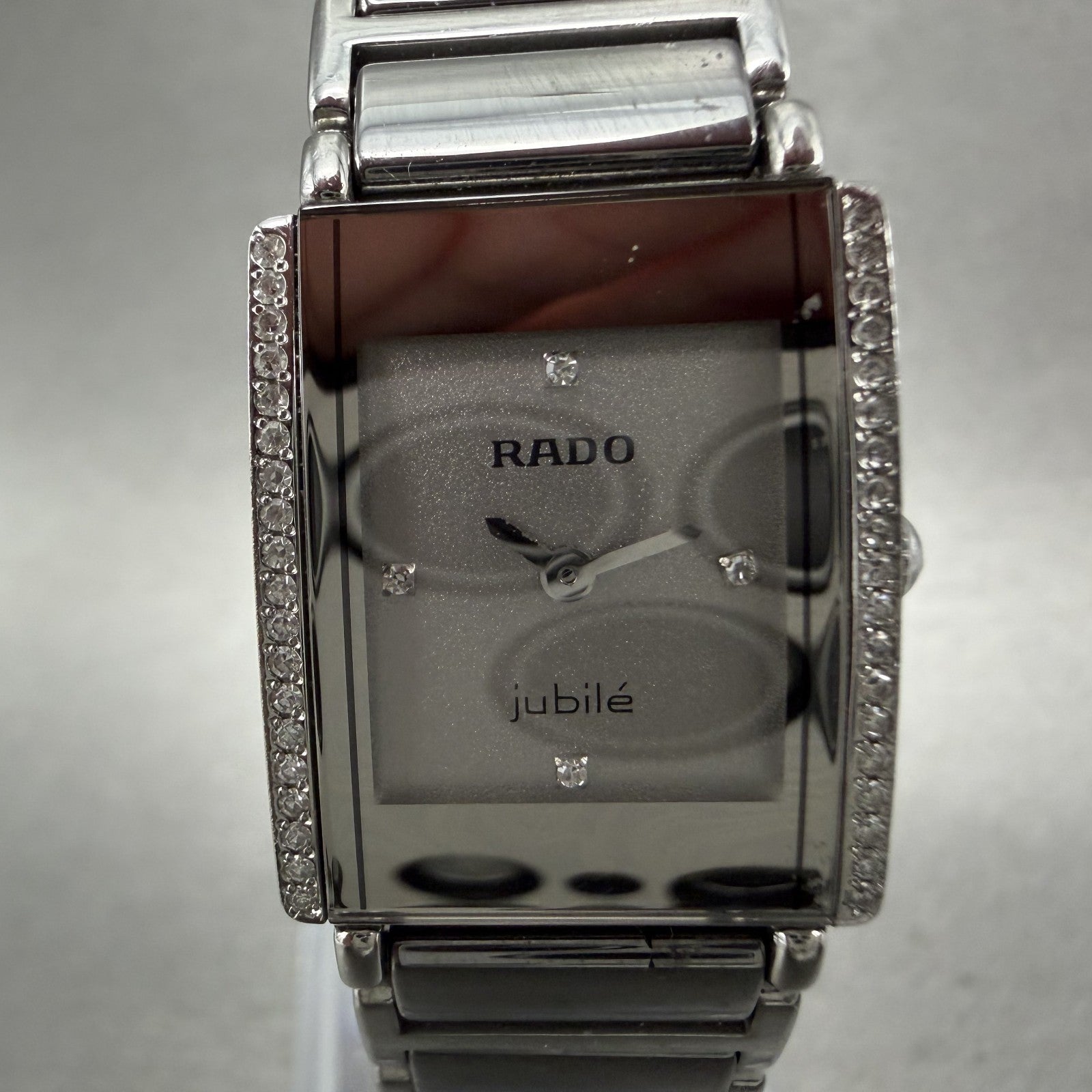 Rado Jubile Tank Watch Women 18mm Silver Dial Ceramic Diamond Bezel 153.0430.31