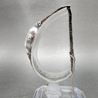 Seiko Solar Watch Women 15mm White Dial White Gold Plated Manual Wind Runs VTG6