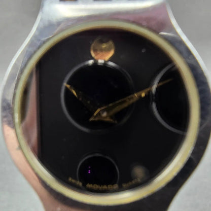 Movado Esperanza Watch Women 23mm Black Dial Two Tone Round 84-25-811.4 New Batt1