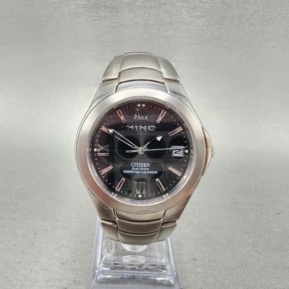 Citizen Eco-Drive Hino Perpetual Calendar Watch Men 36mm Black Dial Titanium Run