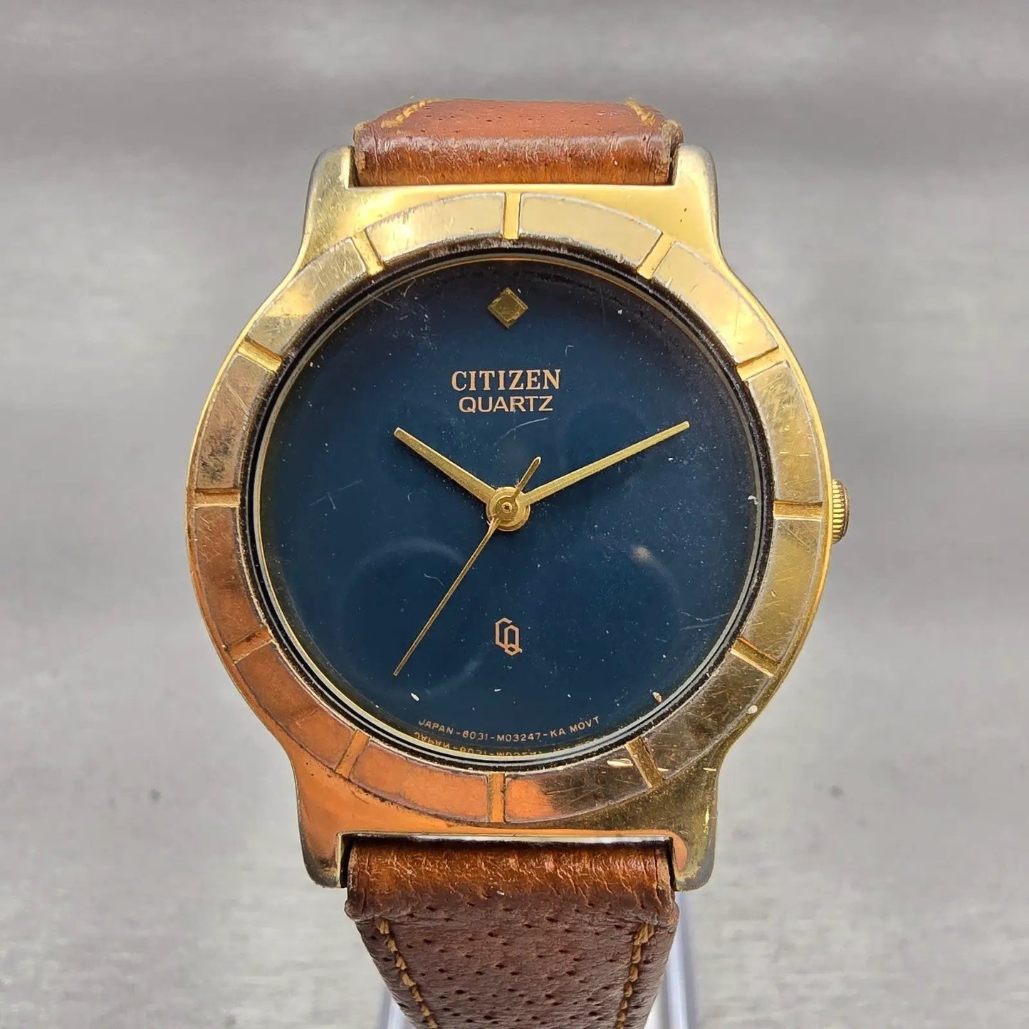 Citizen CQ Watch Men 33mm Blue Dial Gold Tone Round 6031-075609 New Battery VTG0