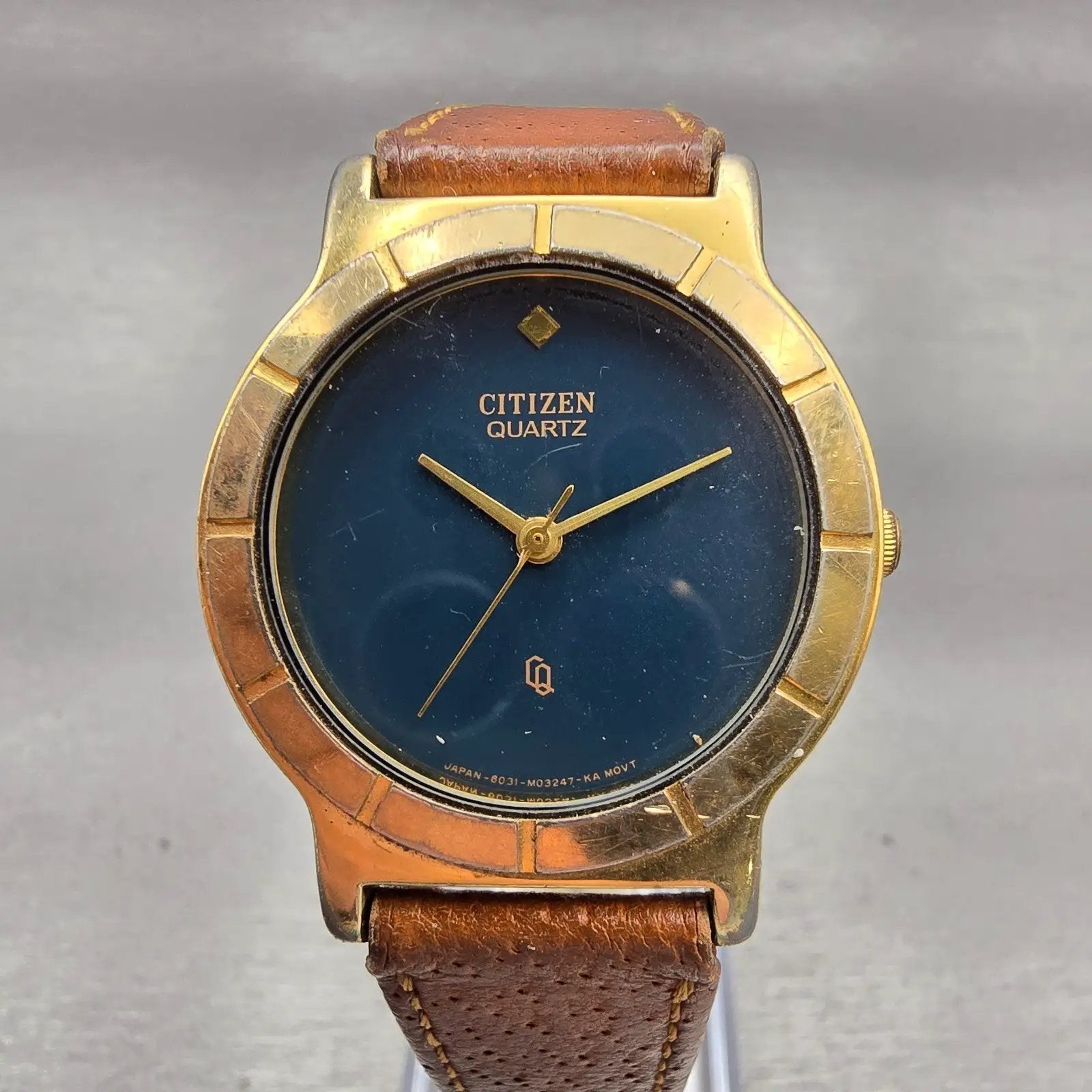 Citizen CQ Watch Men 33mm Blue Dial Gold Tone Round 6031-075609 New Battery VTG0