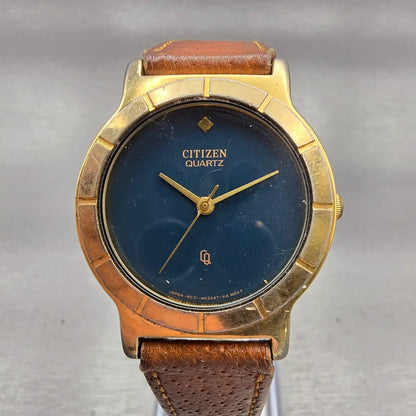 Citizen CQ Watch Men 33mm Blue Dial Gold Tone Round 6031-075609 New Battery VTG0