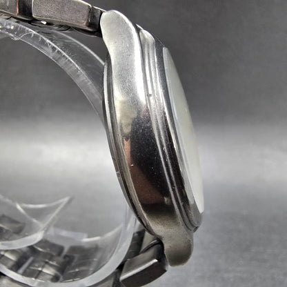 Elgin Solar Watch Men 35mm MOP Dial Titanium Date Round FK-1066 Runs READ!!!!3