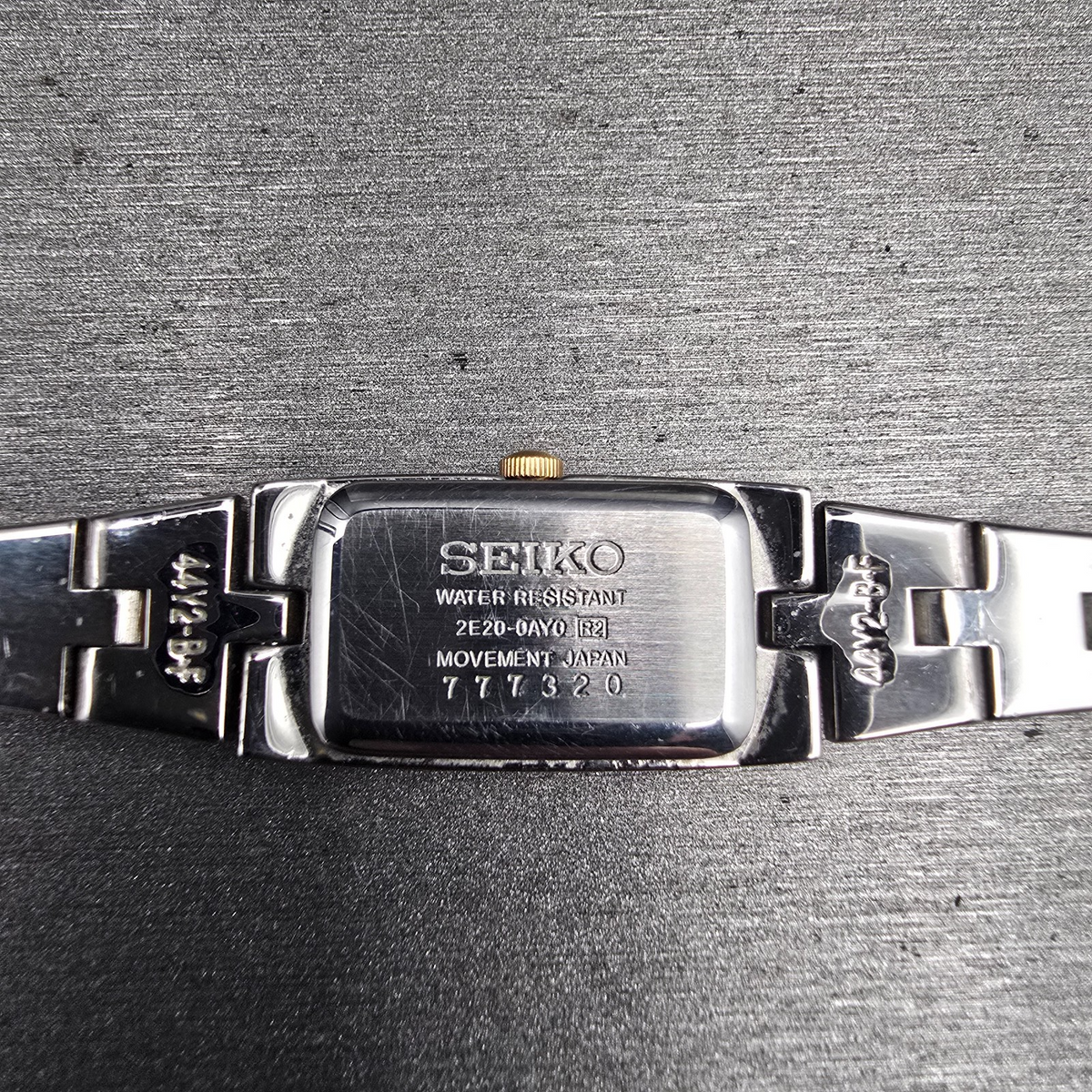 Seiko Tank Watch Women 13mm Black Dial Two Tone Rectangle 2E20-0AY0 New BatteryP10