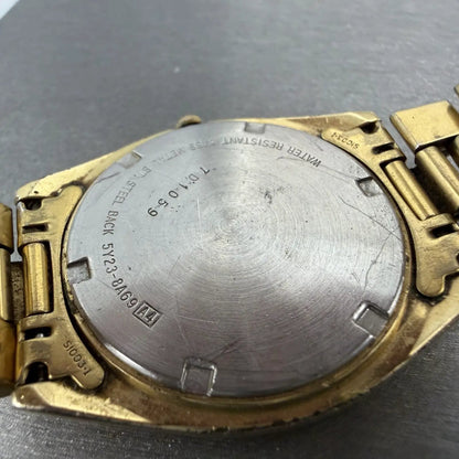 Seiko SQ President Watch Men 37mm Gold Dial Gold Tone Daydate New Battery READ!!9