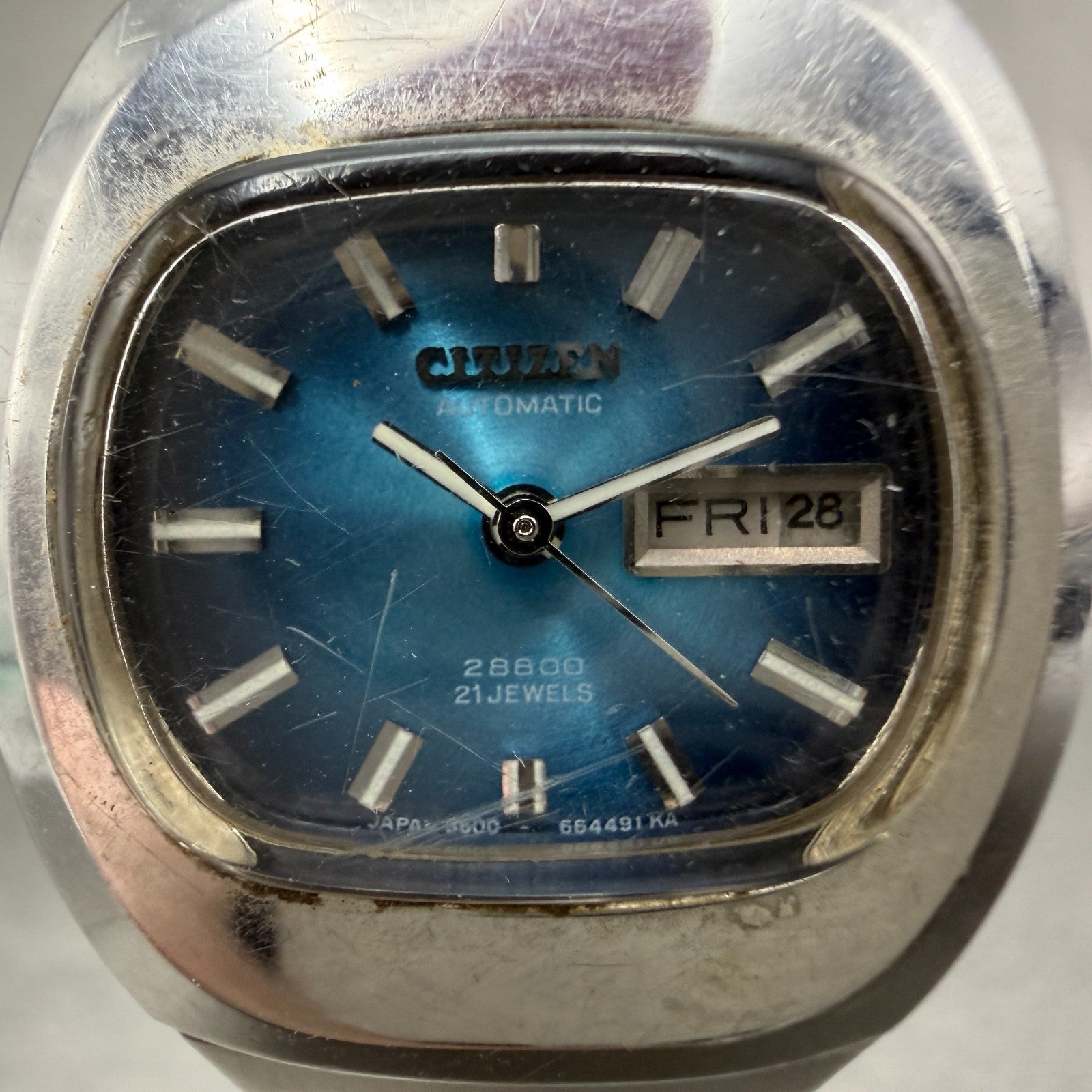 Citizen Automatic Watch Women 26mm Blue Dial Silver Tone Daydate 4-661711 Runs1