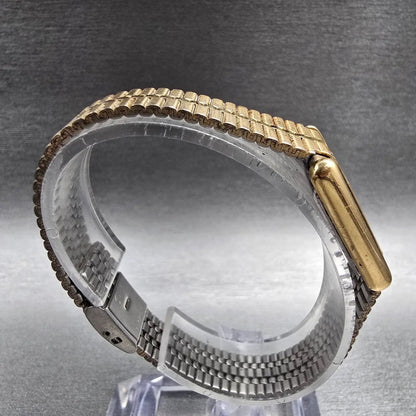 Seiko Tank Watch Women 18mm Gold Dial Gold Tone Rectangle 1400-5039 New Battery8