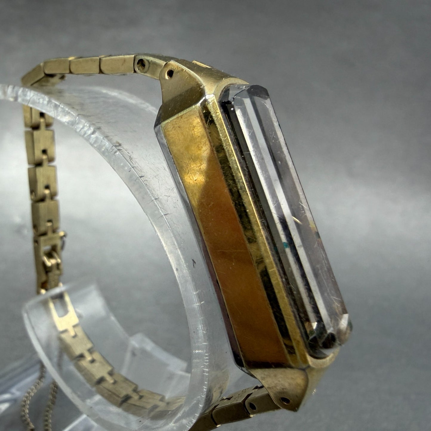 Seiko Tank Watch Women 13mm Brown Dial Gold Tone Manual 1520-366G PARTS Vintage4