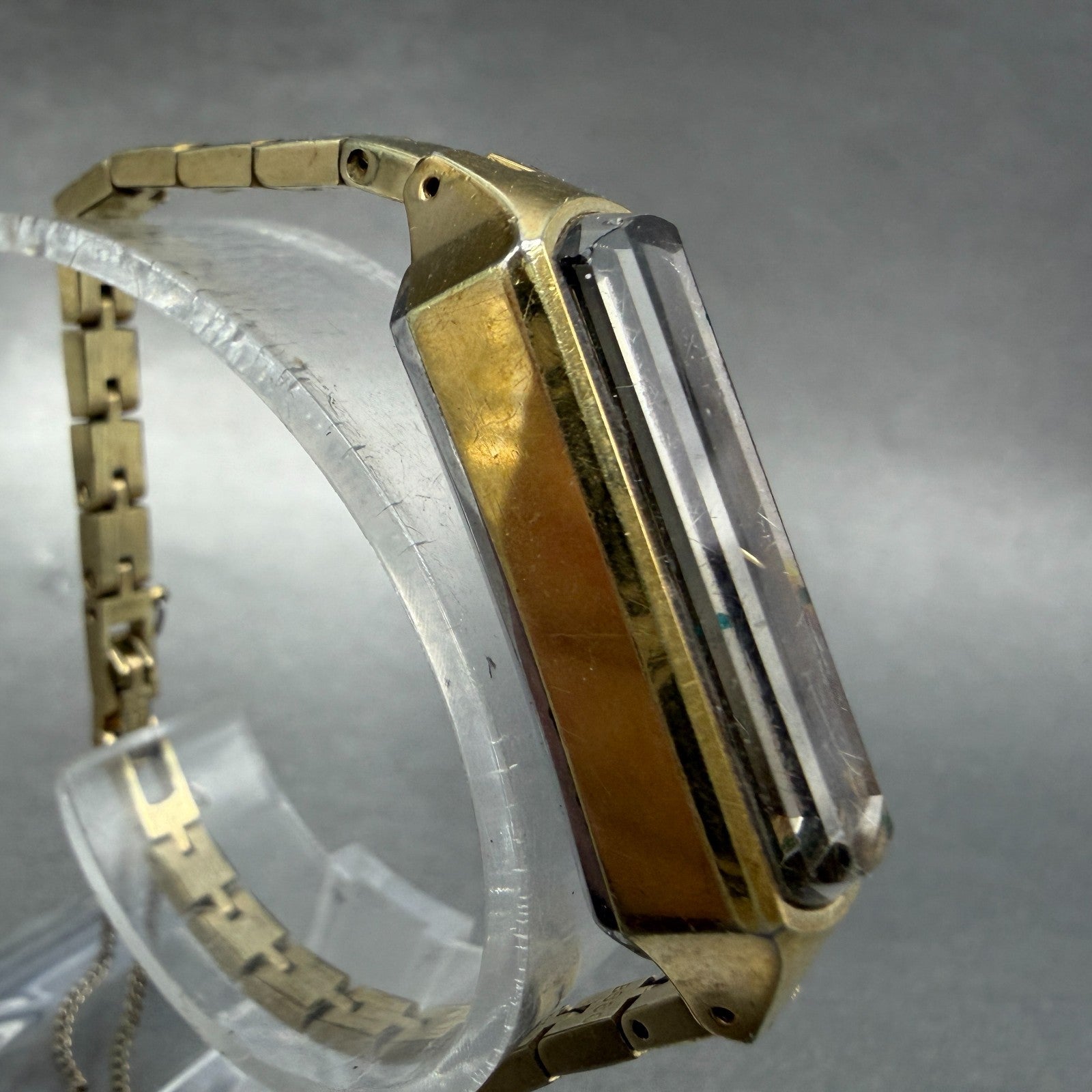 Seiko Tank Watch Women 13mm Brown Dial Gold Tone Manual 1520-366G PARTS Vintage4