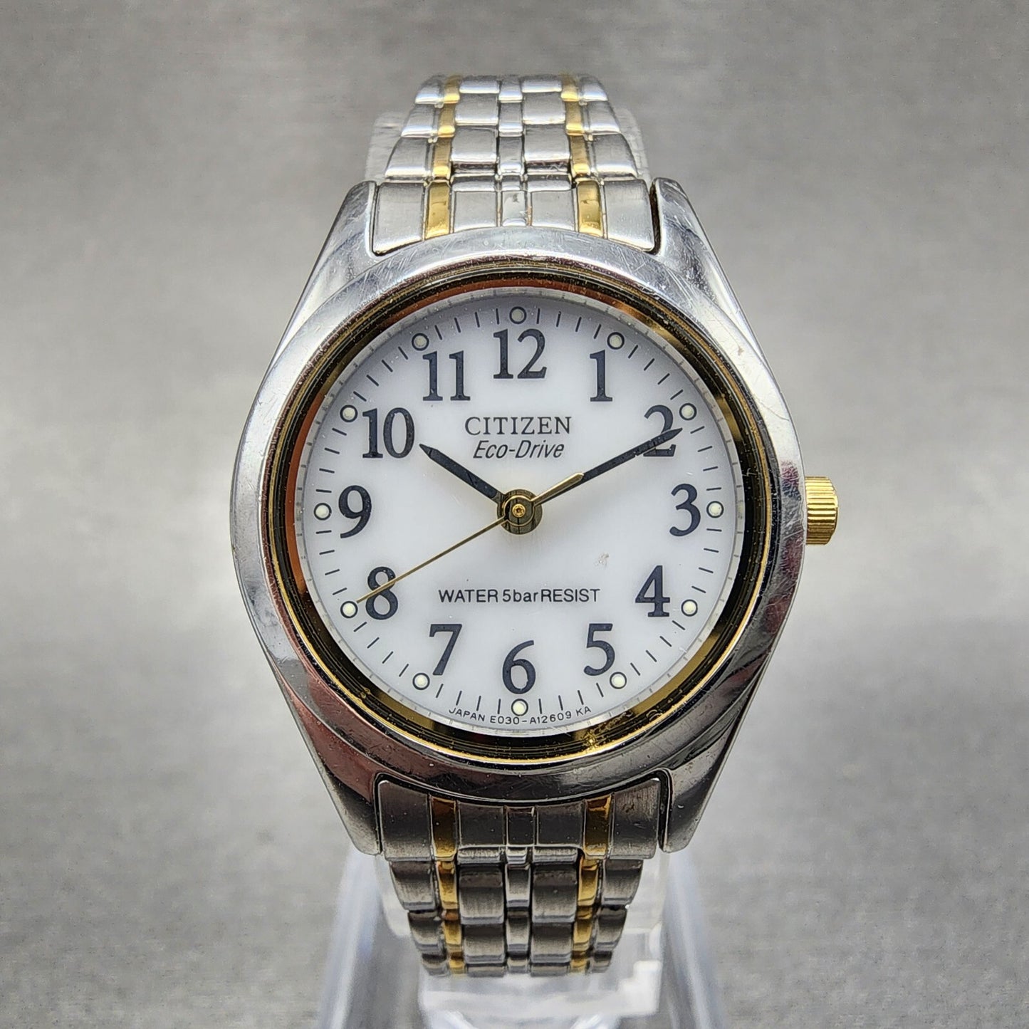 Citizen EcoDrive Watch Women 24mm White Dial Two Tone E030L20484 Runs0