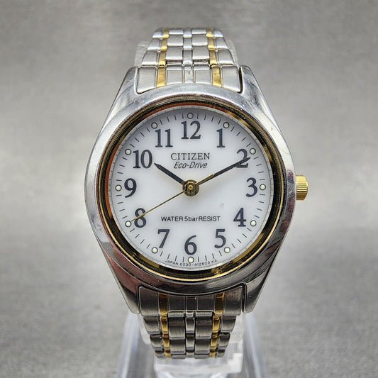 Citizen EcoDrive Watch Women 24mm White Dial Two Tone E030L20484 Runs0