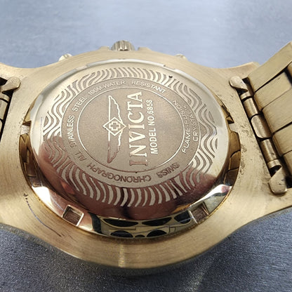 Invicta Chronograph Watch Men 46mm Blue Dial Gold Tone Date 6858 PARTS10