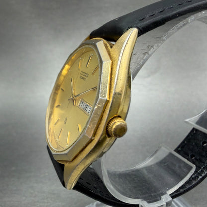 Citizen CQ Watch Men 35mm Gold Tone Gold Tone Daydate 6100-S16725 New Battery2