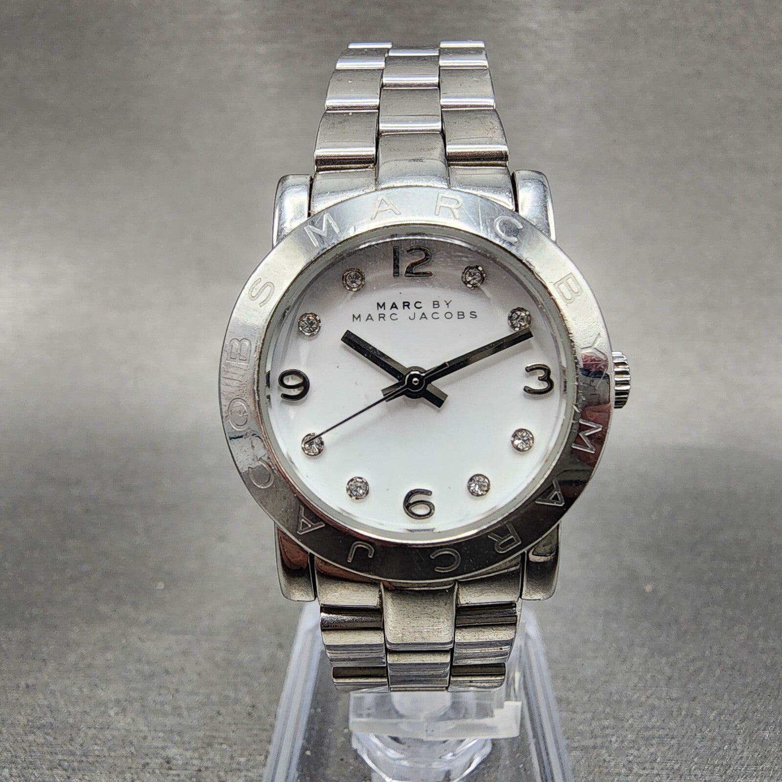 Marc By Marc Jacobs Watch Women 26mm White Dial Steel Round MBM3055 New Battery0