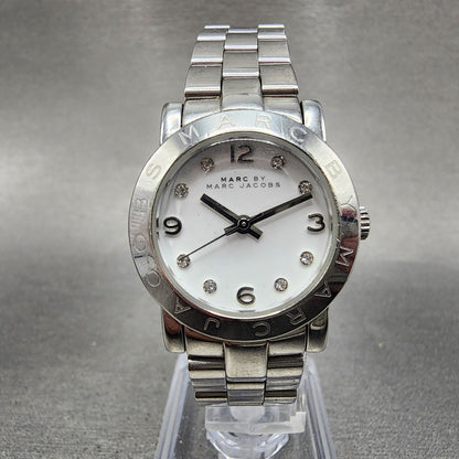 Marc By Marc Jacobs Watch Women 26mm White Dial Steel Round MBM3055 New Battery0